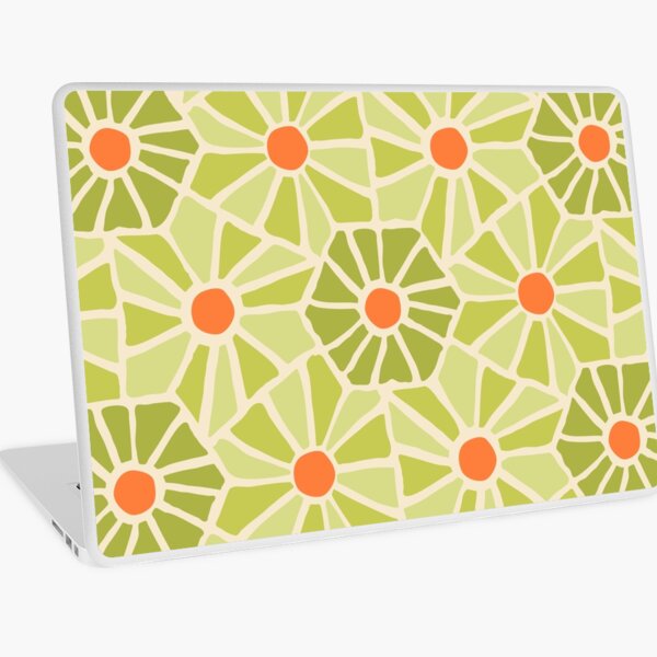 Tessellated Flowers Pattern - Soft Lime Hue Tiles (macro) Laptop Skin