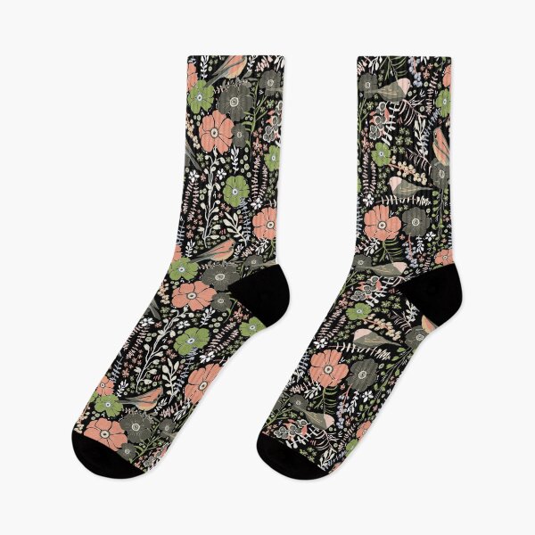 Item preview, Sweet Spring Days Bird Pattern Black & Coral designed and sold by StudioPosies.