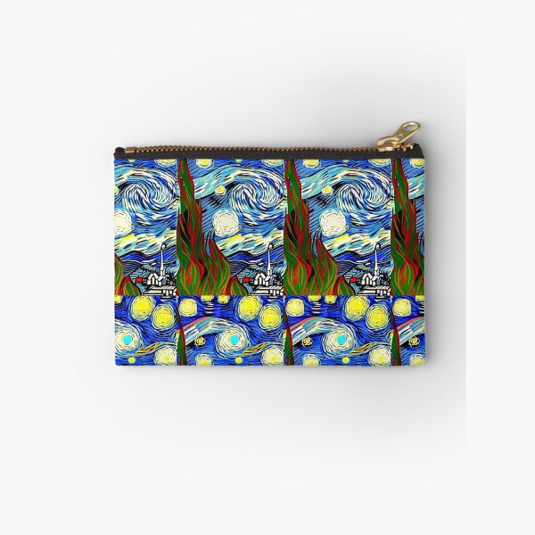 Item preview, Starry night scene linograph folk art designed and sold by Earth Nature Creations.