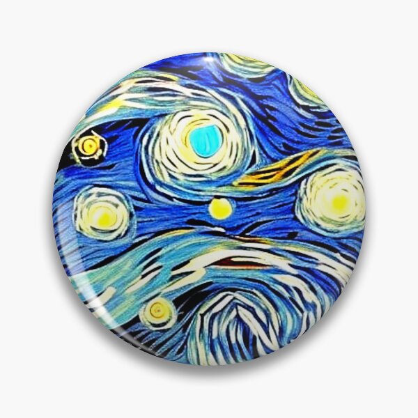 Item preview, Starry night scene linograph folk art designed and sold by Earth Nature Creations.