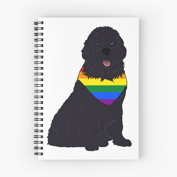 Item preview, Newfoundland Dog (Black) Sitting with Pride Bandana (Rainbow) designed and sold by Jenna Rideout.
