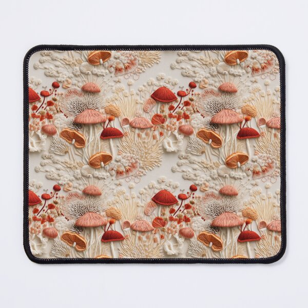 Item preview, Embroidered Mushroom Pattern - ivory and red designed and sold by StephyCreative.