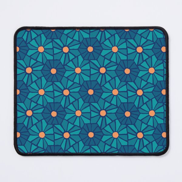 Tessellated Flowers Pattern - Oceanic Hue Tiles (micro) Mouse Pad