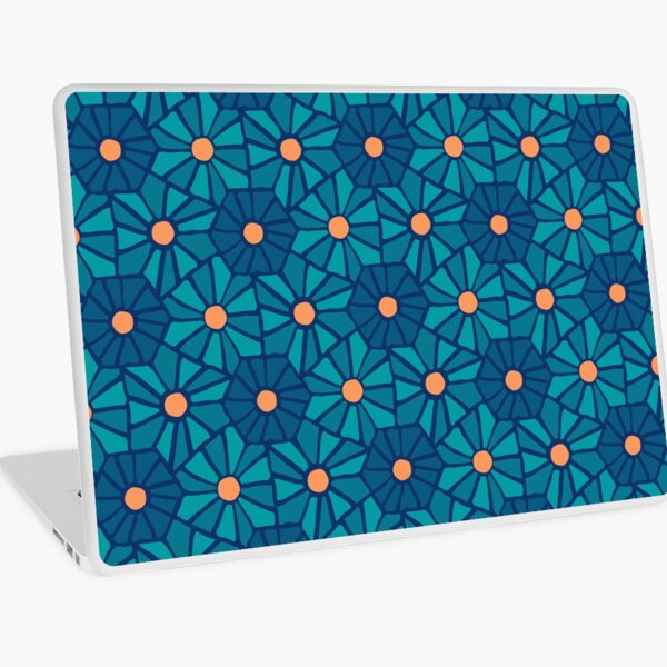 Tessellated Flowers Pattern - Oceanic Hue Tiles (micro) Laptop Skin