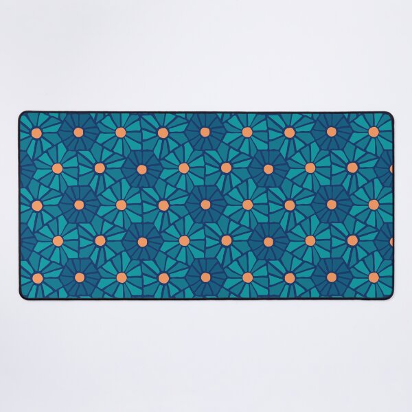 Tessellated Flowers Pattern - Oceanic Hue Tiles (micro) Desk Mat