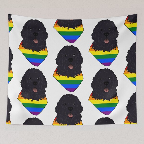 Item preview, Newfoundland Dog (Black) Head & Pride Bandana (Rainbow) designed and sold by Jenna Rideout.