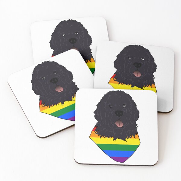 Item preview, Perro de Terranova (negro) Head & Pride Bandana (arcoíris) designed and sold by Jenna Rideout.