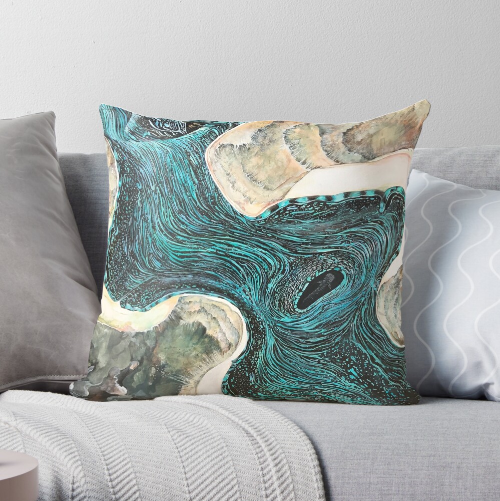 Fluted Giant Clam Shell Throw Pillow