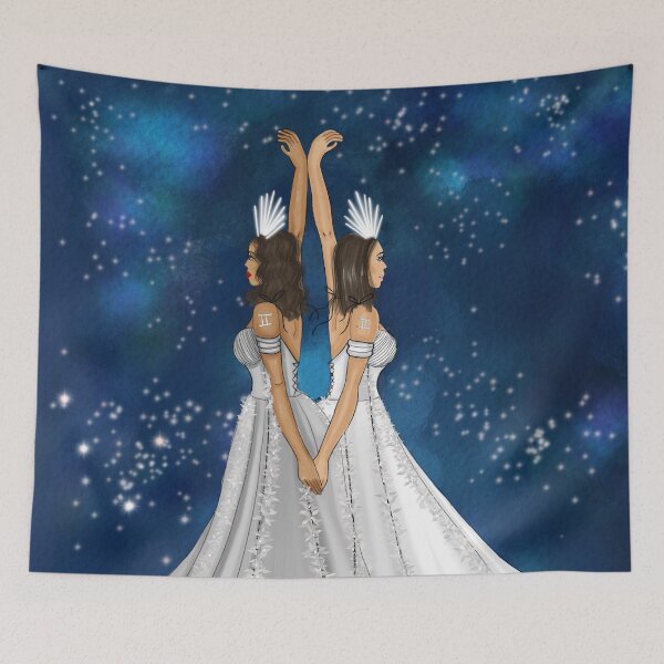 Item preview, Zodiac Gemini Goddess in Celestial Galaxy Fashion Illustration designed and sold by SMillustrations.