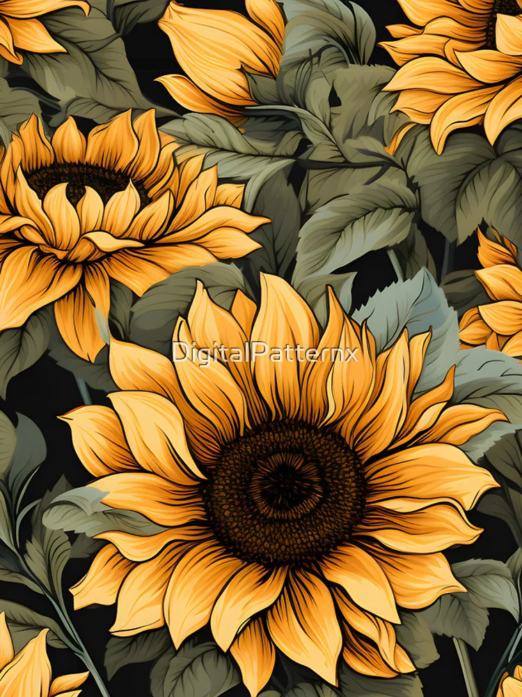 Thumbnail 4 of 4, iPhone Case, Sunflowers Pattern 5 designed and sold by DigitalPatternx.