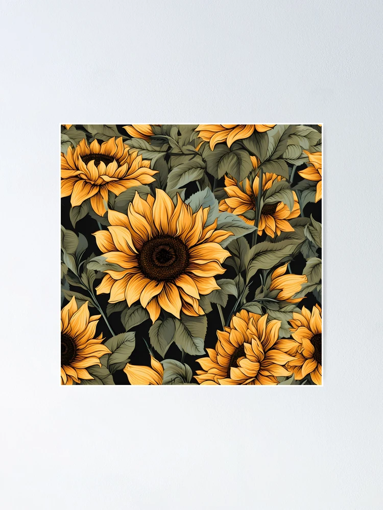 Thumbnail 1 of 3, Poster, Sunflowers Pattern 5 designed and sold by DigitalPatternx.