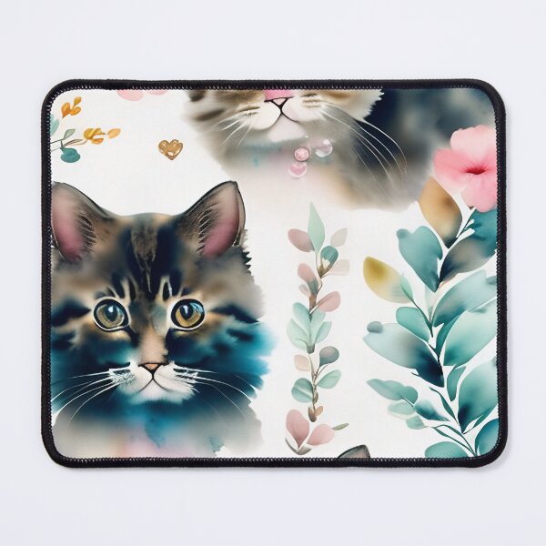 Item preview, cat watercolor seamless background Collage contemporary shapes seamless pattern design illustration designed and sold by gmm2000.