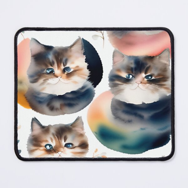 Item preview, cat watercolor seamless background Collage contemporary shapes seamless pattern design illustration designed and sold by gmm2000.