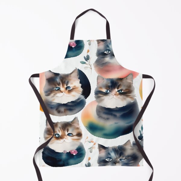Item preview, cat watercolor seamless background Collage contemporary shapes seamless pattern design illustration designed and sold by gmm2000.