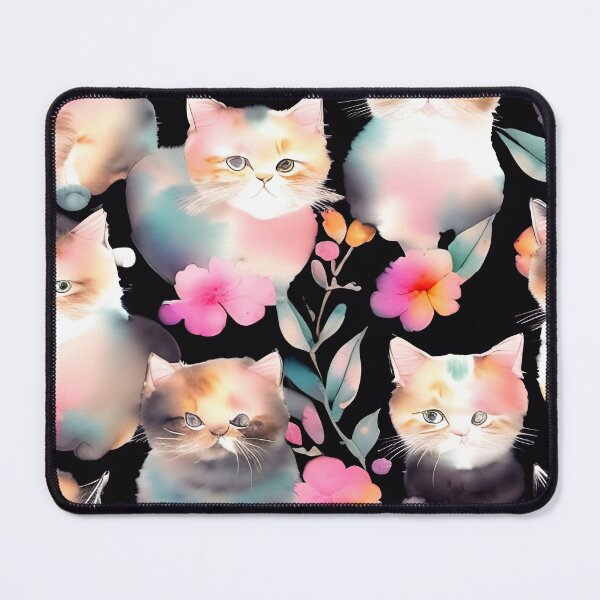 Item preview, cat watercolor seamless background Collage contemporary shapes seamless pattern design illustration designed and sold by gmm2000.