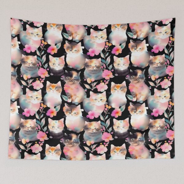 Item preview, cat watercolor seamless background  Collage contemporary  shapes seamless pattern design illustration  designed and sold by gmm2000.