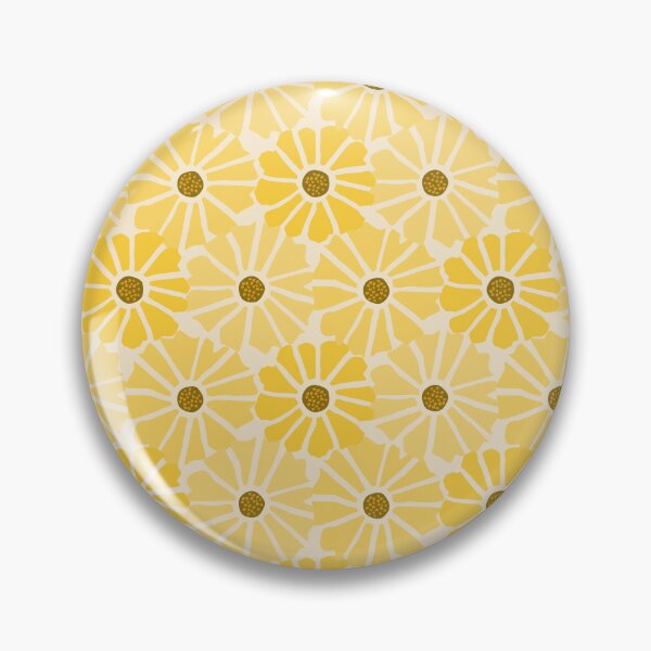 Sunflower Field Symphony - Abstract Retro Modern Art Floral Pattern Pin