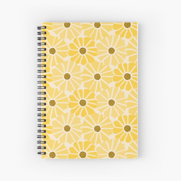 Sunflower Field Symphony - Abstract Retro Modern Art Floral Pattern Spiral Notebook