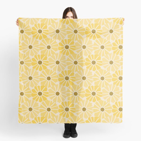 Sunflower Field Symphony - Abstract Retro Modern Art Floral Pattern Scarf