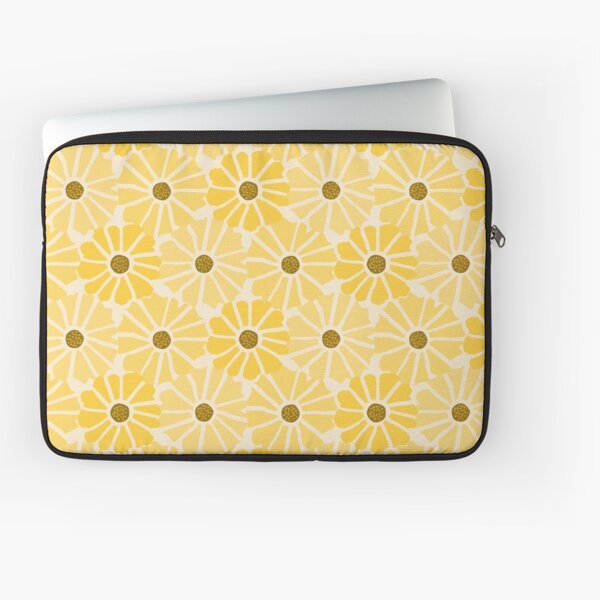 Sunflower Field Symphony - Abstract Retro Modern Art Floral Pattern Laptop Sleeve