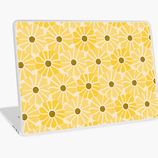 Sunflower Field Symphony - Abstract Retro Modern Art Floral Pattern Laptop Skin