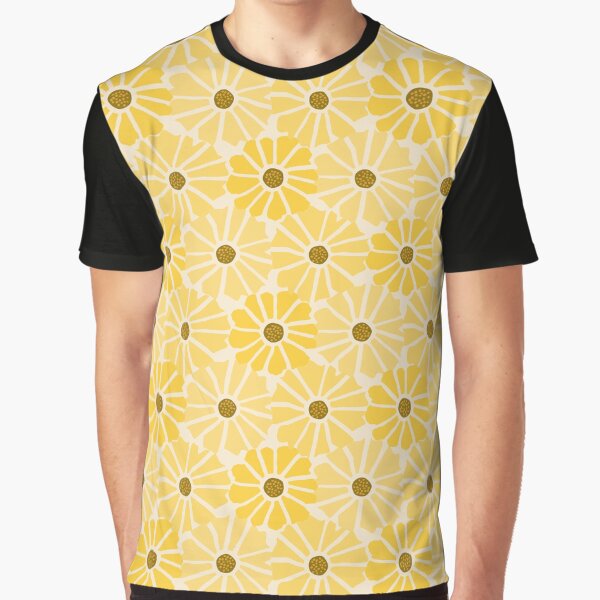 Sunflower Field Symphony - Abstract Retro Modern Art Floral Pattern Graphic T-Shirt