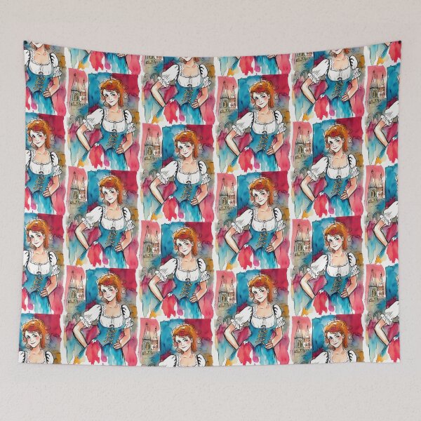 Item preview, Beautiful girl in Oktoberfest watercolor art, oktoberfest, beer designed and sold by TirrellColister.