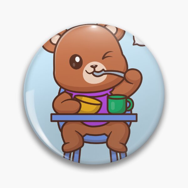 Item preview, Adorable Bear Baby Eating Porridge - Sweet Baby Seat Illustration designed and sold by hjian8219.