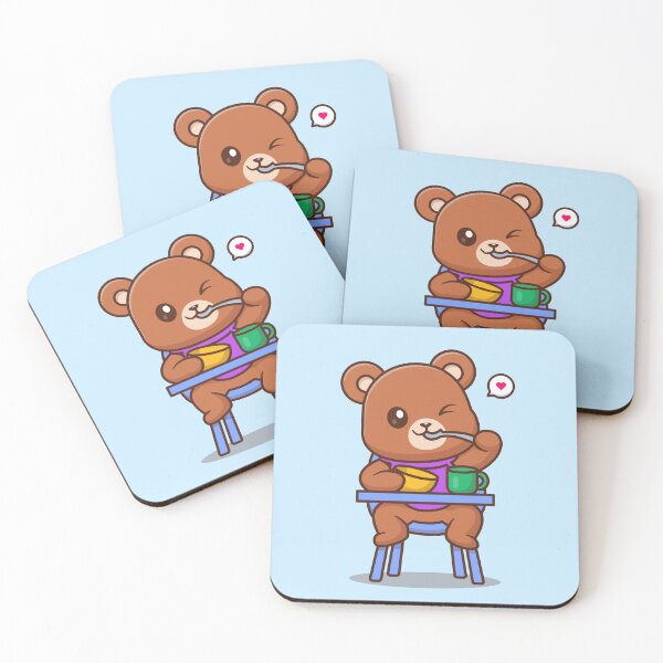 Item preview, Adorable Bear Baby Eating Porridge - Sweet Baby Seat Illustration designed and sold by hjian8219.