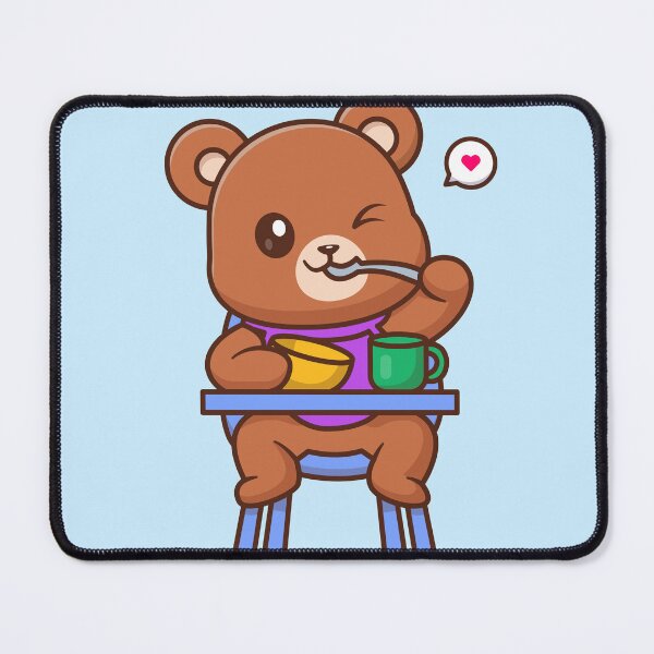 Item preview, Adorable Bear Baby Eating Porridge - Sweet Baby Seat Illustration designed and sold by hjian8219.