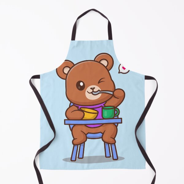 Item preview, Adorable Bear Baby Eating Porridge - Sweet Baby Seat Illustration designed and sold by hjian8219.