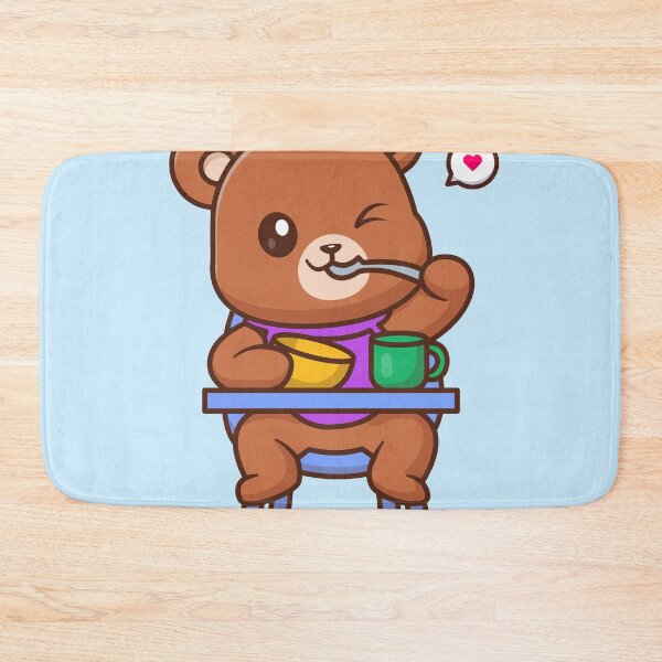 Item preview, Adorable Bear Baby Eating Porridge - Sweet Baby Seat Illustration designed and sold by hjian8219.