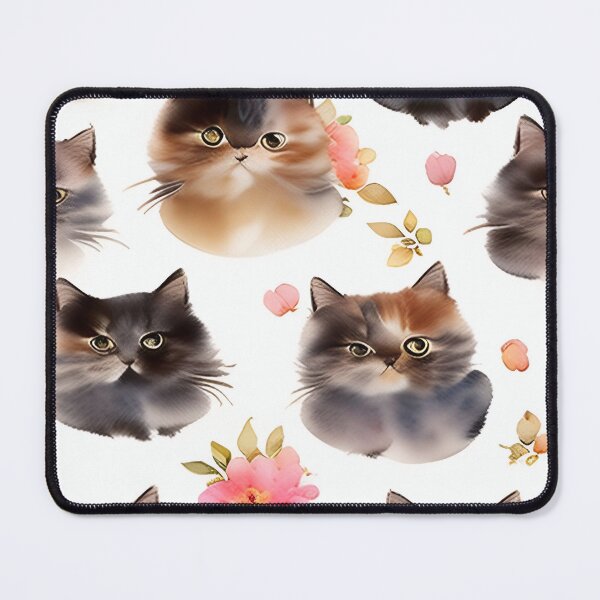 Item preview, cat watercolor seamless background Collage contemporary shapes seamless pattern design illustration designed and sold by gmm2000.