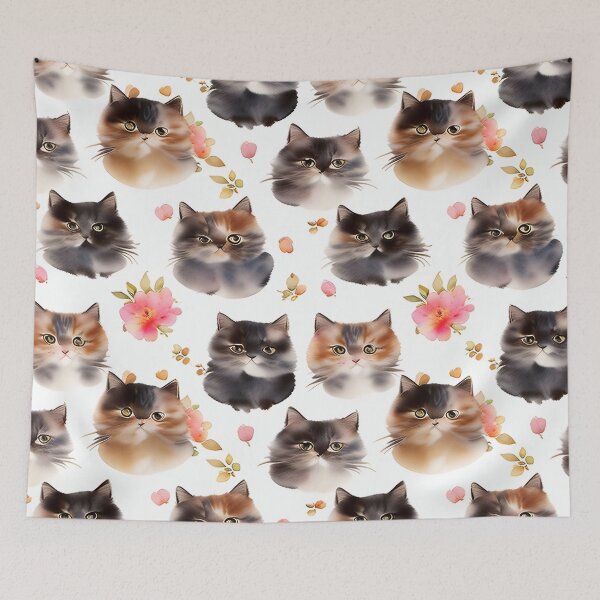 Item preview, cat watercolor seamless background  Collage contemporary  shapes seamless pattern design illustration  designed and sold by gmm2000.