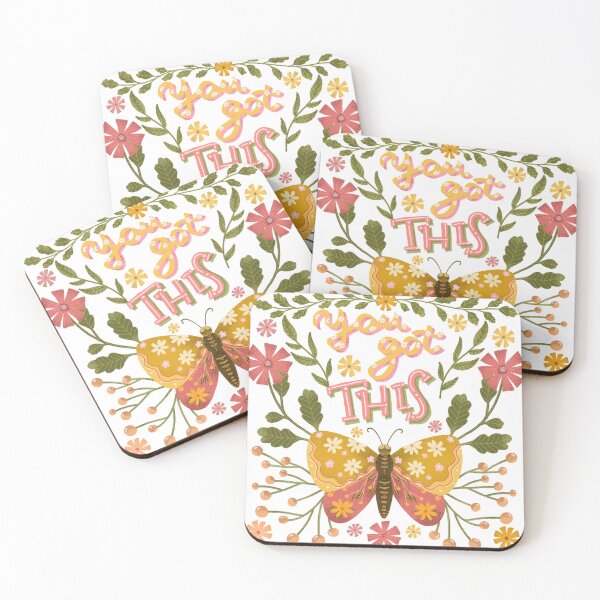 Item preview, Flowery butterfly with positive saying designed and sold by pinkyfish1010.