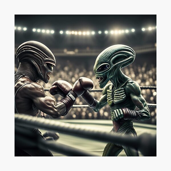 Aliens Boxing Photographic Print