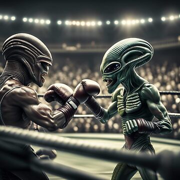 Artwork thumbnail, Aliens Boxing by LenCarol
