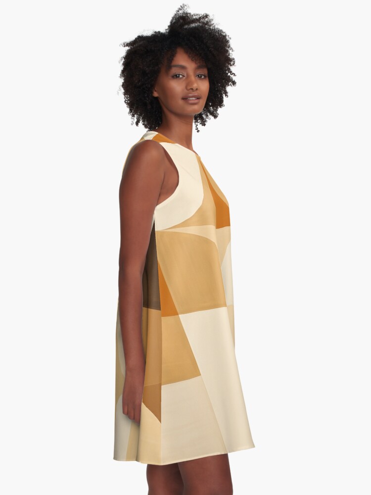 Earthy Retro Geometric Pattern A-Line Dress for Sale by trajeado14