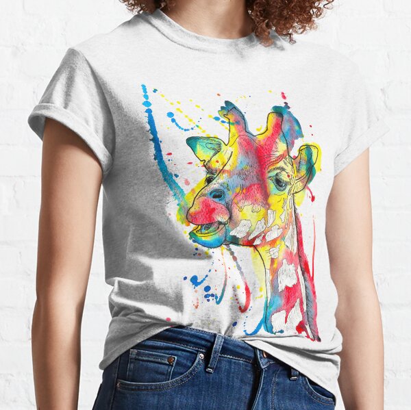 Giraffe Watercolour and Pen Illustration Classic T-Shirt