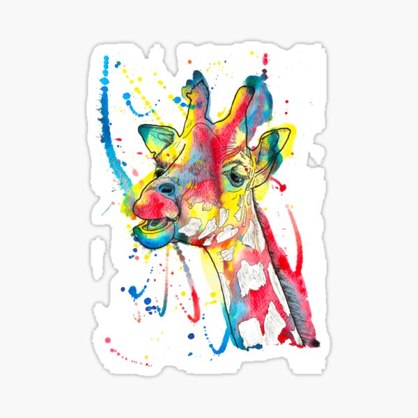 Giraffe Watercolour and Pen Illustration Sticker
