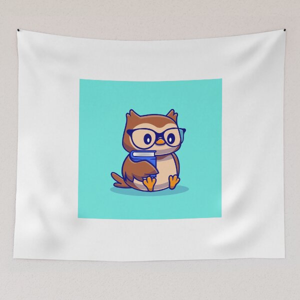 Item preview, Wise Owl with Book - Charming Cartoon Illustration designed and sold by hjian8219.