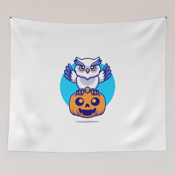 Item preview, Cute Owl with Pumpkin - Spooktacular Halloween Fun designed and sold by hjian8219.