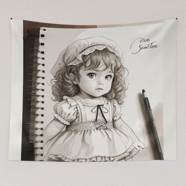 Item preview, Pencil sketch, little girl designed and sold by CatCoconut-Art.