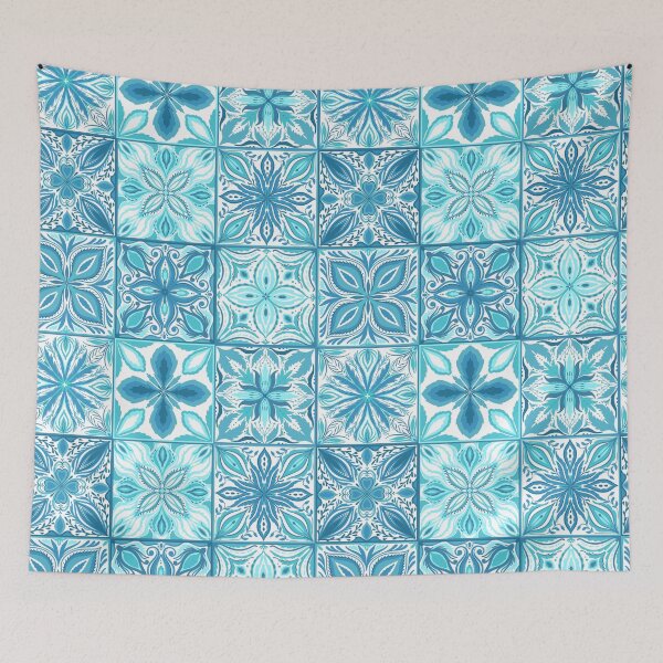 Item preview, Ornate tiles in blue and white designed and sold by Katerina Mitkova Kirilova.