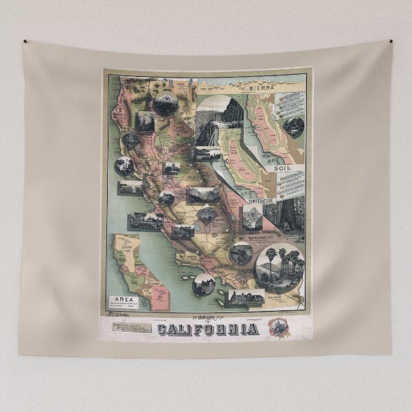 Item preview, Unique Map of California (1888) designed and sold by allhistory.