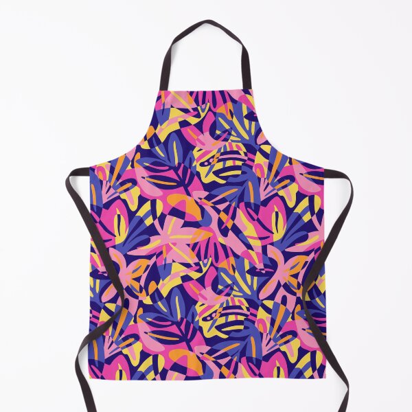 Item preview, Pink blue and yellow maximalist leaves shapes - paper cut overlapping tropical leaves designed and sold by Muxune.