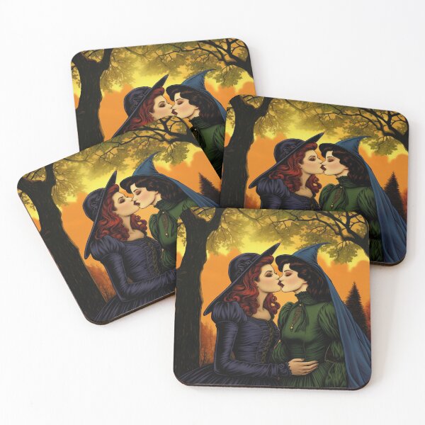Item preview, Sapphic witches kissing in the forest designed and sold by Forest Alchemist.