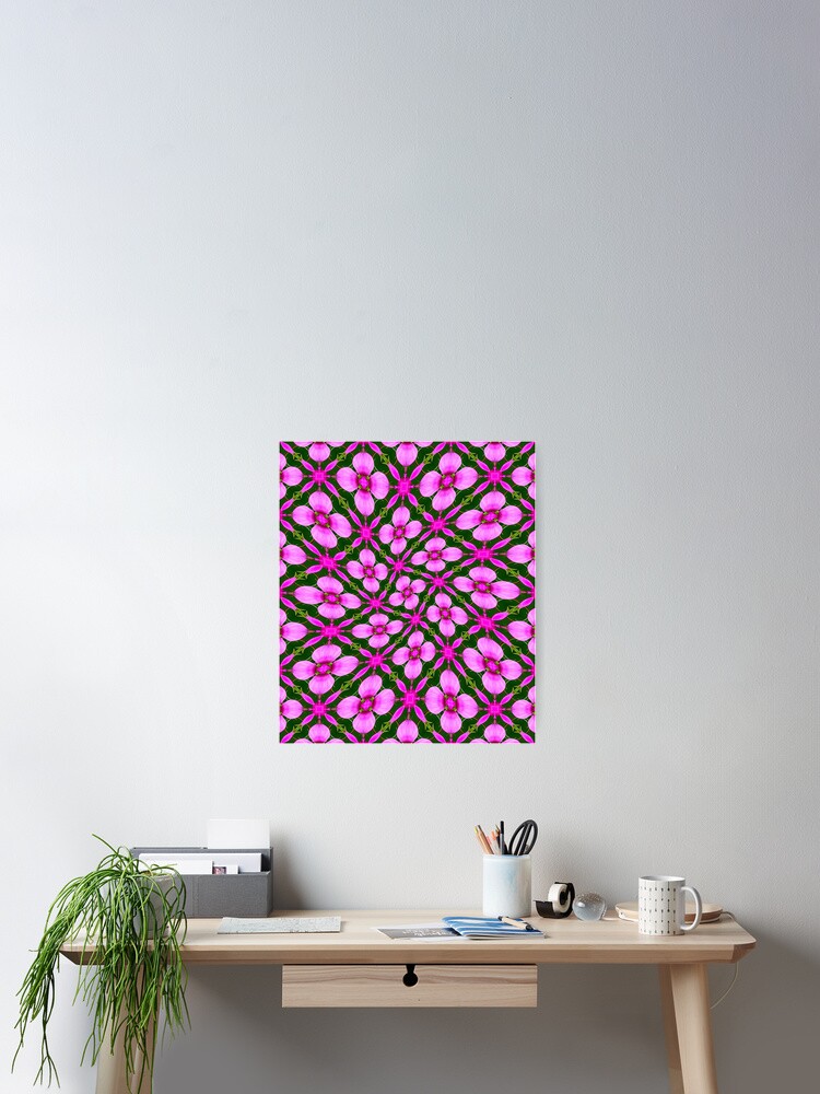 Thumbnail 2 of 3, Poster, Bright Pink Flower Pattern designed and sold by Patternflower.
