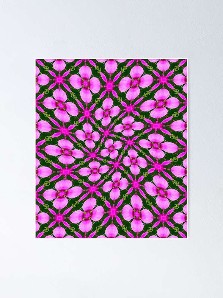 Thumbnail 1 of 3, Poster, Bright Pink Flower Pattern designed and sold by Patternflower.