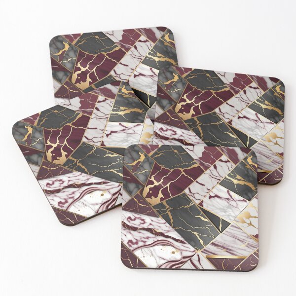 Item preview, Maroon and white marble with black and gold flecks #2 designed and sold by BirdsnStuff.